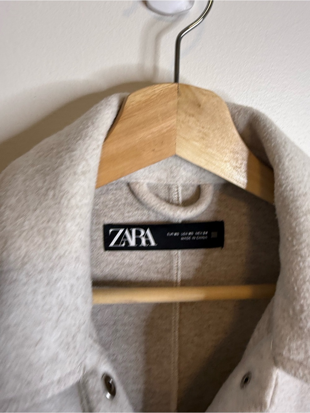 Zara Cream Utility Shacket with Front Flap Pockets sweater jackets size xs - Picture 5 of 7
